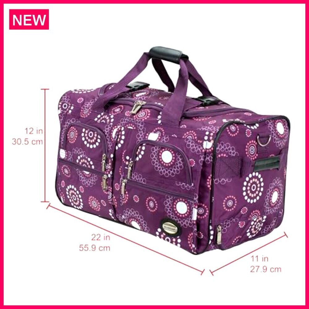 22 Inch Rolling Duffel Bag with Skate Wheels, Heavy Duty Polyester Travel - Picture 4 of 8